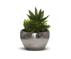 Flourishing Faux Succulents In Metallic Pot